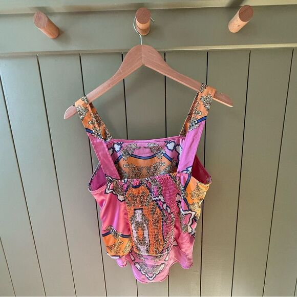 Rachel Zoe Satin Scarf Tank in Pink/Multicolor Print - Medium - Picture 3 of 7